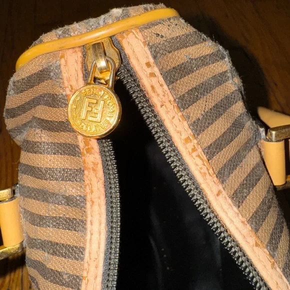 Fendi Black and Tan Striped Satchel PROJECT - Picture 6 of 8